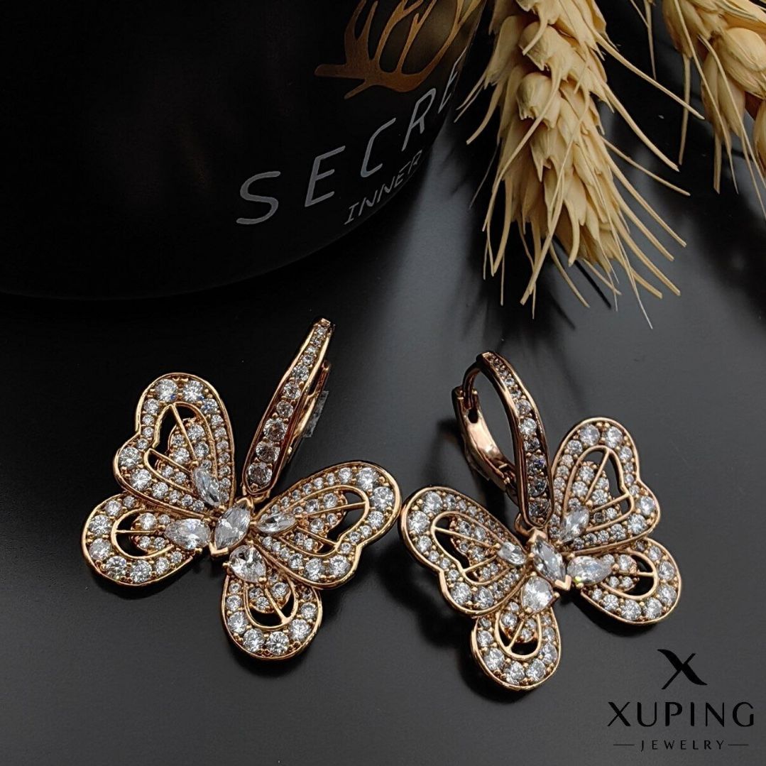 گوشواره پروانه ای نگین دار ژوپینگ
